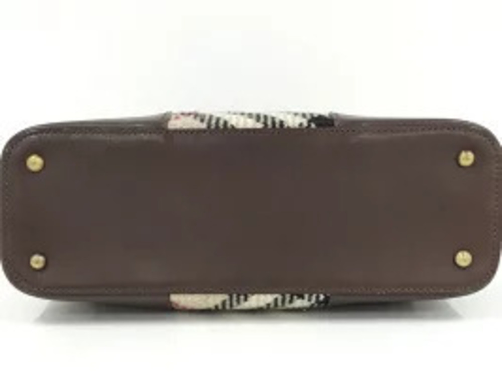Burberry beige handbag check wool brown leather Nova dark - Picture 7 of 9